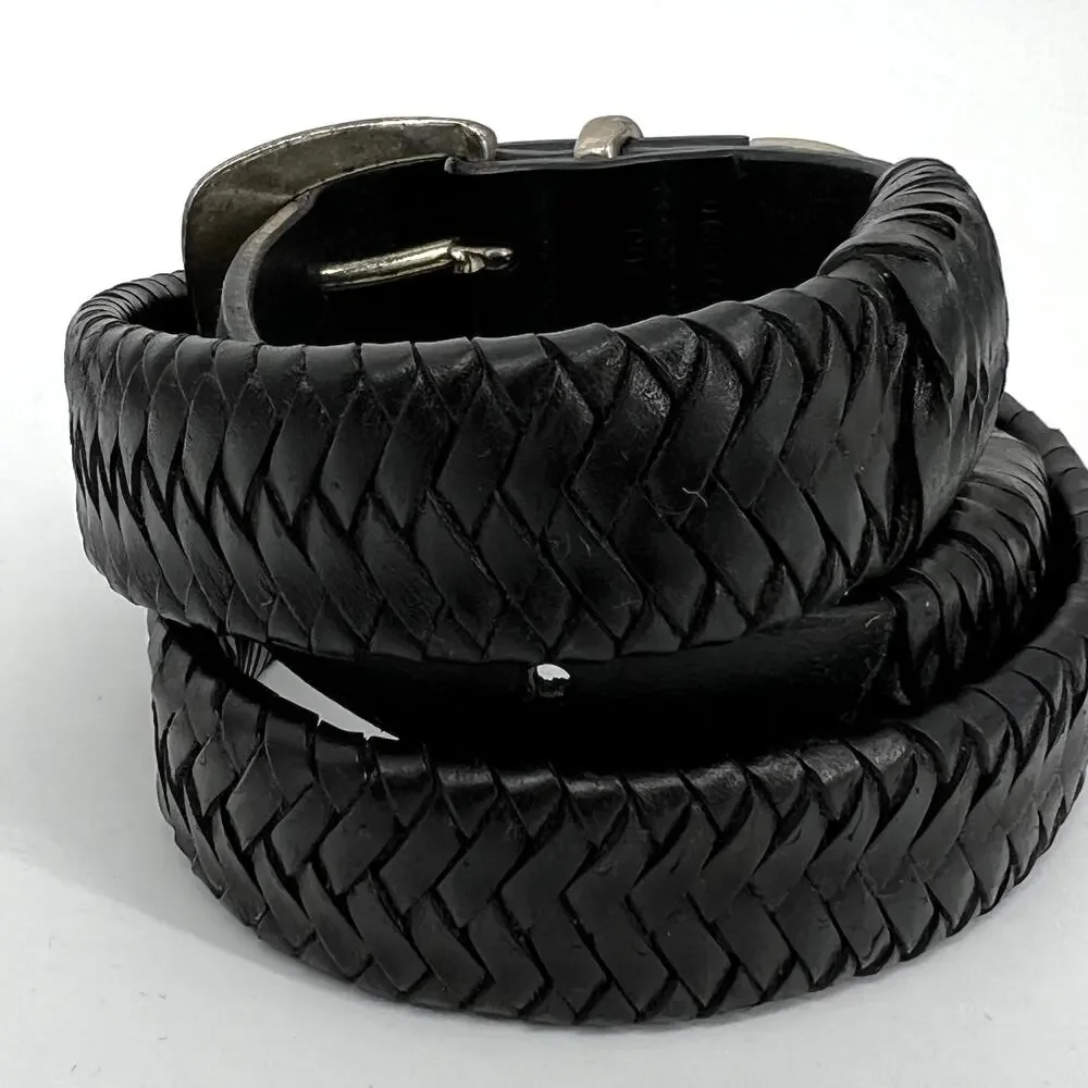 Genuine Leather Braided Belt Black 39